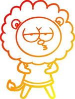 warm gradient line drawing cartoon bored lion vector