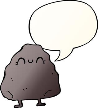 cartoon rock and speech bubble in smooth gradient style vector