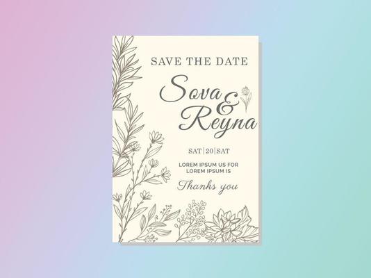 wedding invitation card vector simple