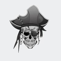 Tattoos design Black and white illustration warrior skull with vector