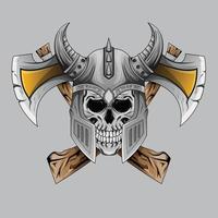 Warrior viking helmet dead skull Design element for poster, card, banner, t shirt, emblem, sign. vector