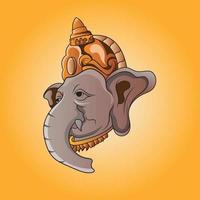 Head Lord Ganapati for Happy Ganesh Chaturthi festival religious banner Indian God famous vector