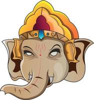 Head Lord Ganapati for Happy Ganesh Chaturthi festival religious banner Indian God famous vector