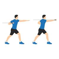 Man cable push chest exercise. Flat vector illustration isolated on white  background