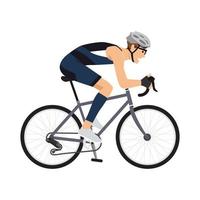 A Young man is cycling a bicycle. Sports activity. Athlete is riding a bike. Vector flat style illustration