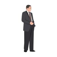 Ilustración de vector plano de carácter de hombre de negocios de pie aislado sobre fondo blanco