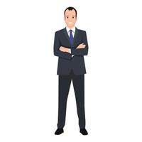 Businessman crossing his arms over his chest. Vector illustration.
