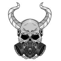 Illustration of an oni mask devil foor tattoos black and white scary japanese demon mask vector