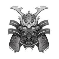 ilustración de una máscara oni tatuajes del suelo del diablo en blanco y negro máscara de demonio japonesa aterradora vector