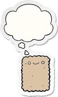 cartoon biscuit and thought bubble as a printed sticker vector