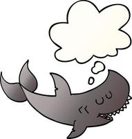 cartoon shark and thought bubble in smooth gradient style vector