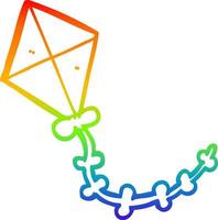 rainbow gradient line drawing cartoon kite vector