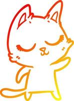 warm gradient line drawing calm cartoon cat vector