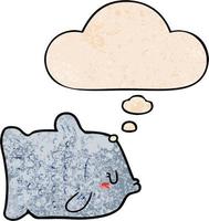 cartoon fish and thought bubble in grunge texture pattern style vector