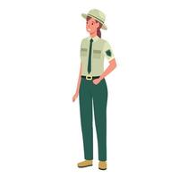 Environmental police female officer flat color vector character set. Forest protection. Law enforcement guards isolated cartoon illustration for web graphic design and animation collection