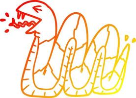 warm gradient line drawing cartoon hissing snake vector