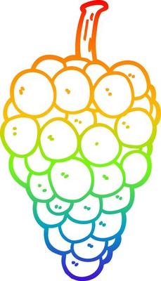 rainbow gradient line drawing cartoon grapes