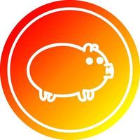 fat pig circular in hot gradient spectrum vector