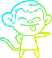cold gradient line drawing funny cartoon monkey pointing vector