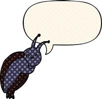 cute cartoon beetle and speech bubble in comic book style vector