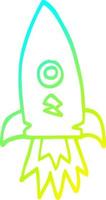 cold gradient line drawing cartoon space rocket vector