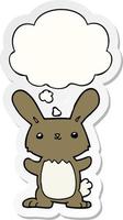 cute cartoon rabbit and thought bubble as a printed sticker vector