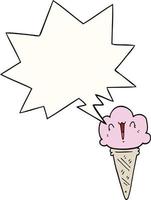 cartoon ice cream and face and speech bubble vector