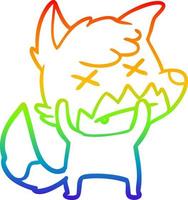 rainbow gradient line drawing cartoon dead fox vector