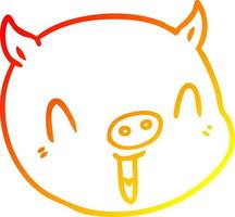 warm gradient line drawing cartoon pig face vector