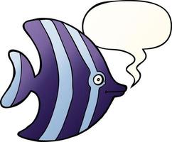 cartoon angel fish and speech bubble in smooth gradient style vector