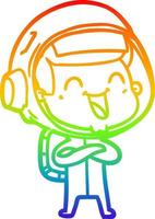 rainbow gradient line drawing happy cartoon astronaut vector