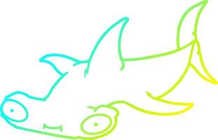 cold gradient line drawing cartoon hammerhead shark vector