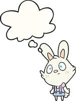 cartoon rabbit shrugging shoulders and thought bubble vector