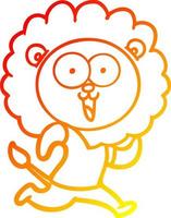 warm gradient line drawing happy cartoon lion vector