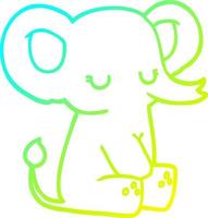 elefante de dibujos animados de dibujo de línea de gradiente frío vector