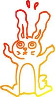 warm gradient line drawing cartoon frightened bunny vector