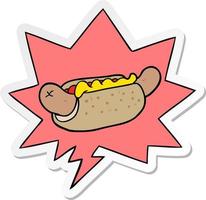 cartoon fresh tasty hot dog and speech bubble sticker