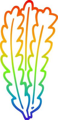 rainbow gradient line drawing cartoon green leaves