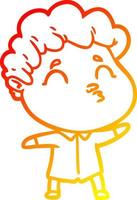 warm gradient line drawing cartoon man pouting vector