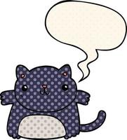 cartoon cat and speech bubble in comic book style vector