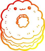 warm gradient line drawing cartoon biscuit vector