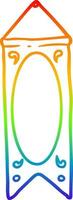 dibujo de línea de gradiente de arco iris colgando banner real vector