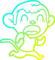 cold gradient line drawing shouting cartoon monkey running vector