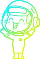 cold gradient line drawing happy cartoon astronaut vector