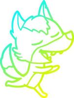 cold gradient line drawing cartoon wolf laughing vector