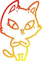 warm gradient line drawing confused cartoon cat vector