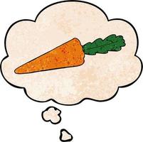 cartoon carrot and thought bubble in grunge texture pattern style vector