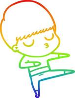 rainbow gradient line drawing cartoon calm boy vector