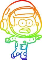 rainbow gradient line drawing cartoon surprised astronaut vector