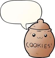 cartoon cookie jar and speech bubble in smooth gradient style